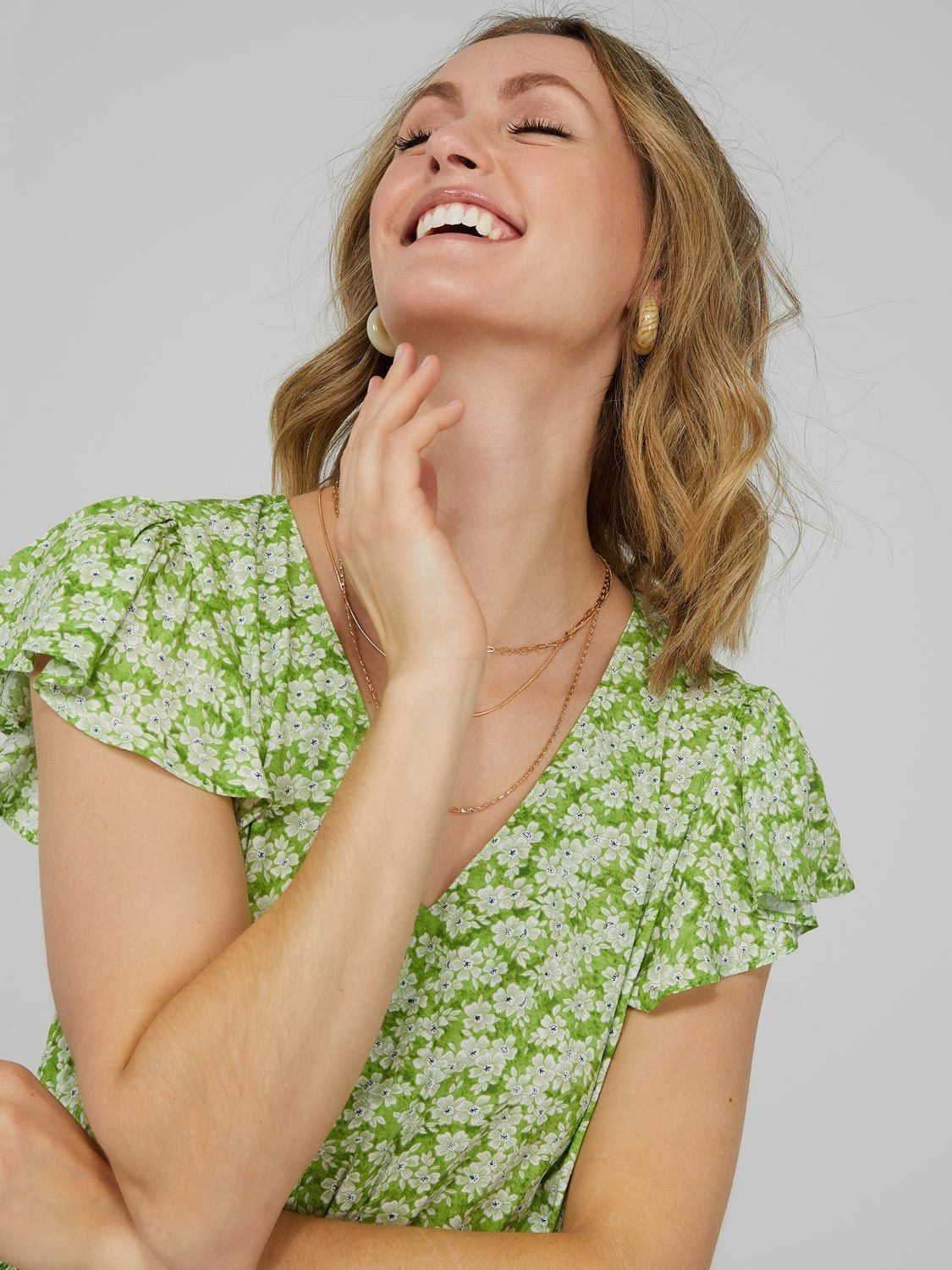 Floral Print V-Neck Mini Dress With Flutter Sleeves sold by Suzy Shier product image thumbnail 2