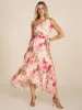 Floral Print One-Shoulder Pleated Chiffon Midi Dress sold by Suzy Shier
