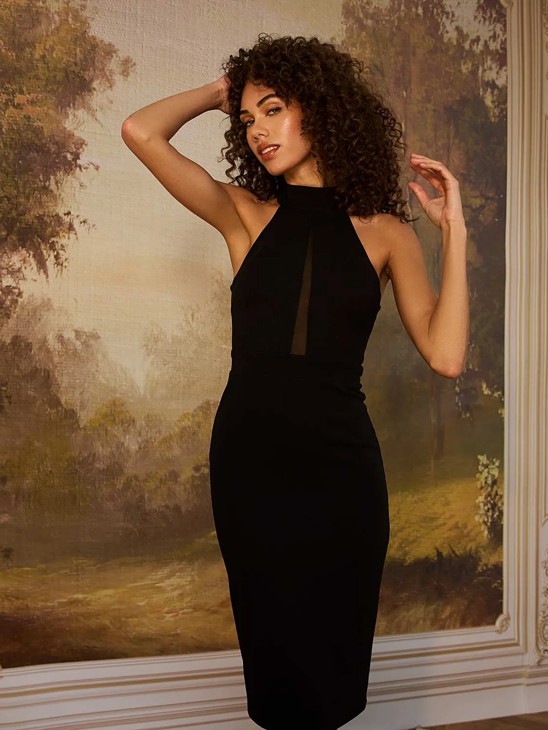 Halter Mock Neck Knee Length Sheath Dress sold by Suzy Shier