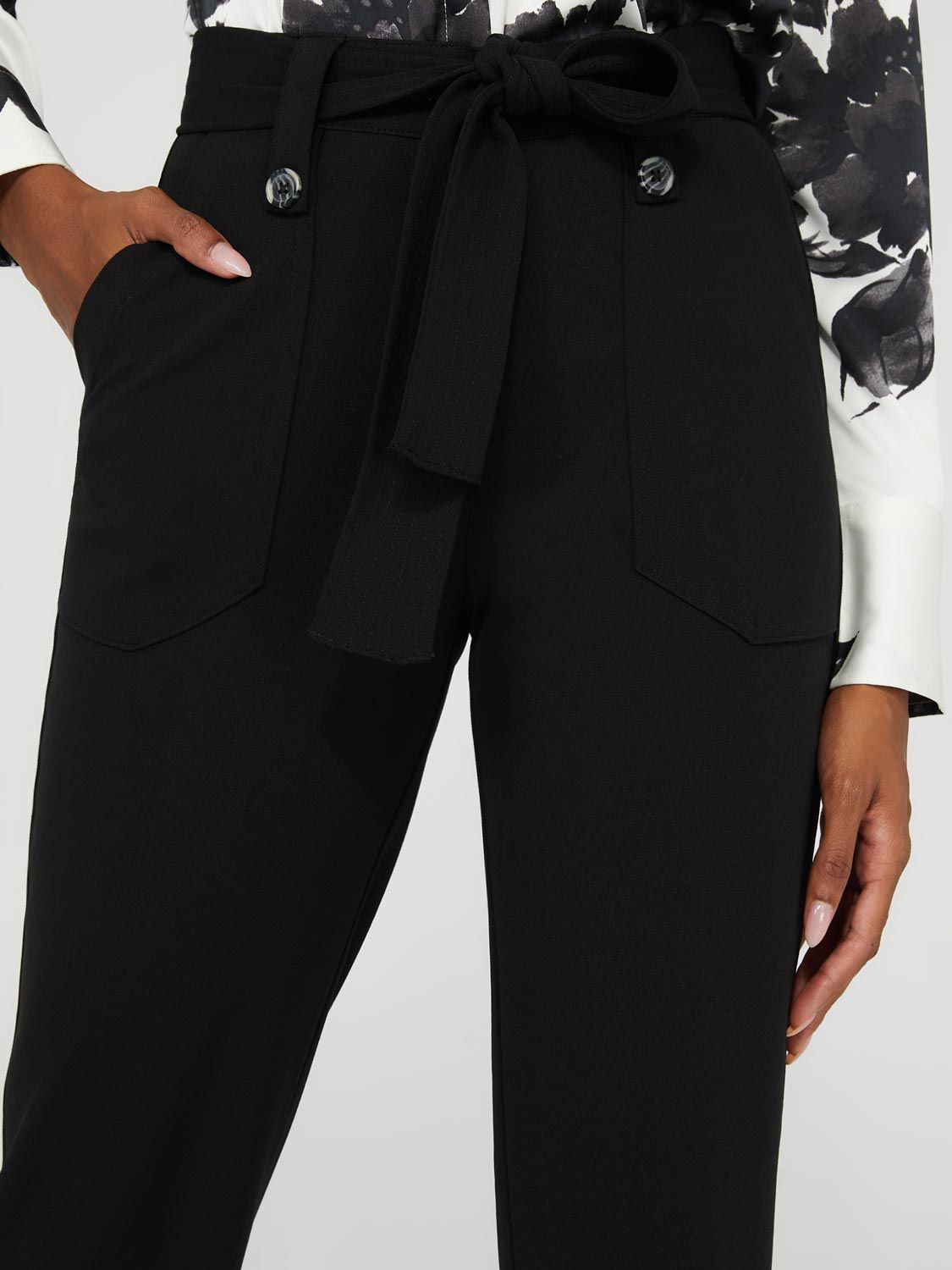 High-Rise Patch Pocket Pants With Belt sold by Suzy Shier product image thumbnail 2