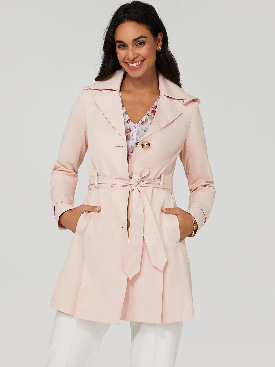 Hooded Single-Breasted Trench Coat sold by Suzy Shier product image thumbnail 2