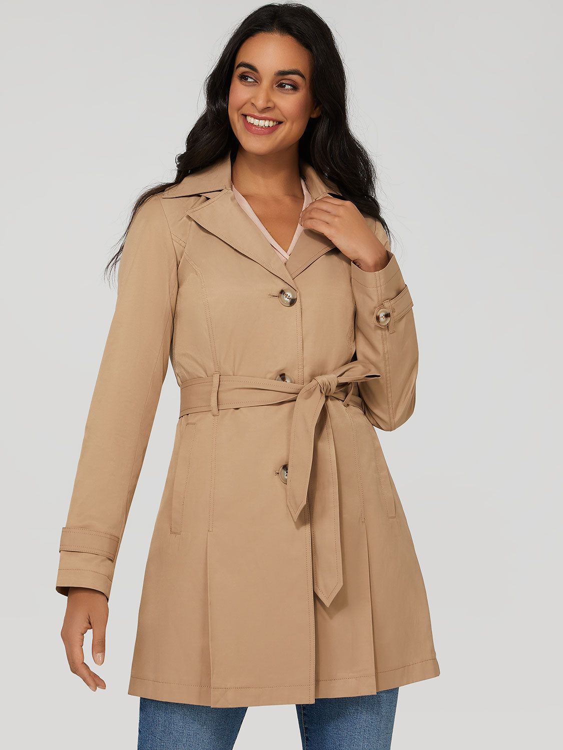 Hooded Single-Breasted Trench Coat sold by Suzy Shier product image thumbnail 5