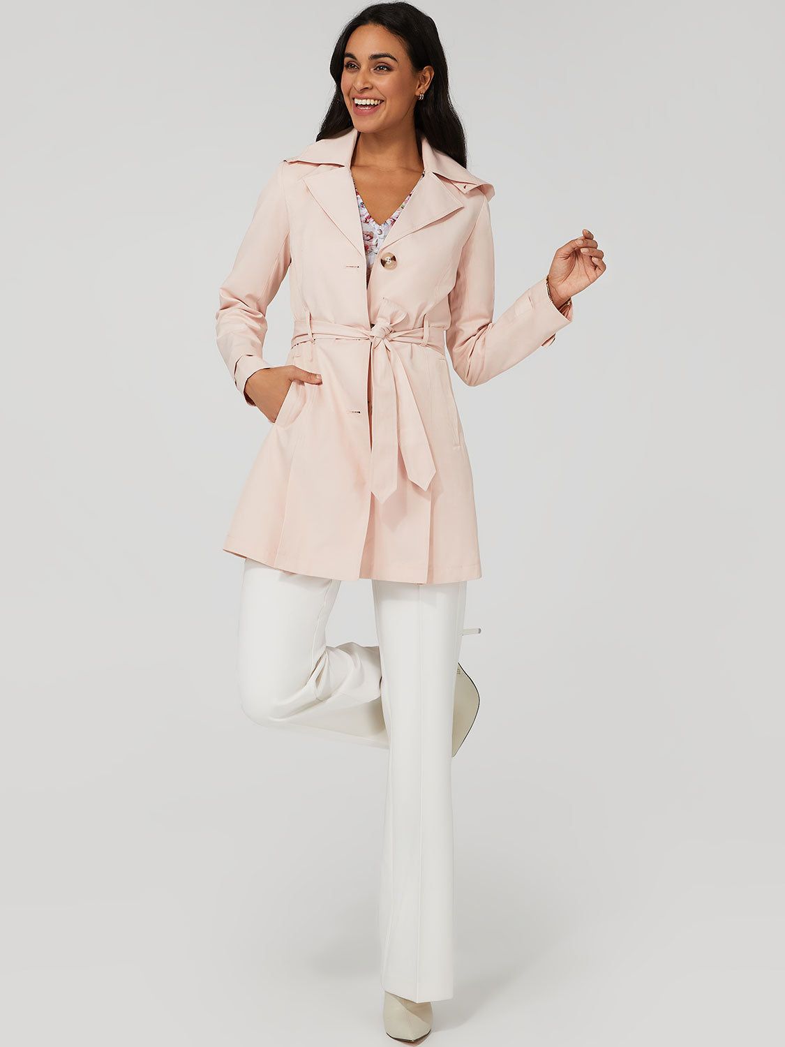 Hooded Single-Breasted Trench Coat sold by Suzy Shier