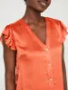 Crinkle Satin Ruffle Sleeve Button-Front Blouse sold by Suzy Shier