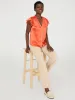 Crinkle Satin Ruffle Sleeve Button-Front Blouse sold by Suzy Shier
