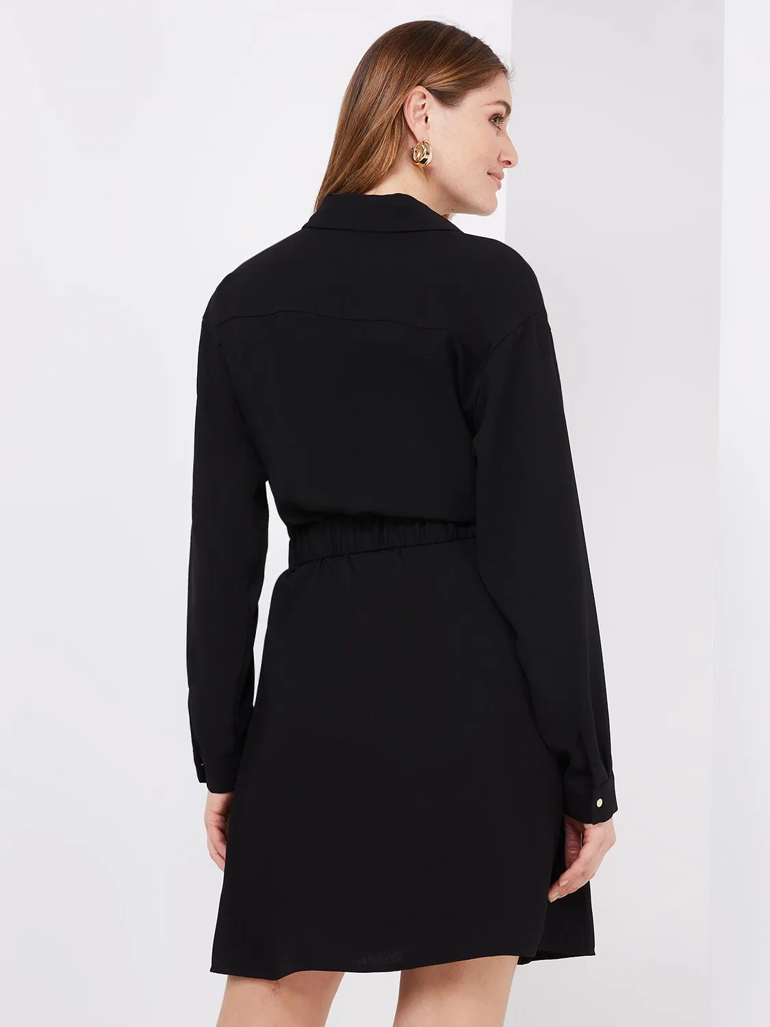 Button-Front Mini Shirt Dress With Belt sold by Suzy Shier product image thumbnail 5