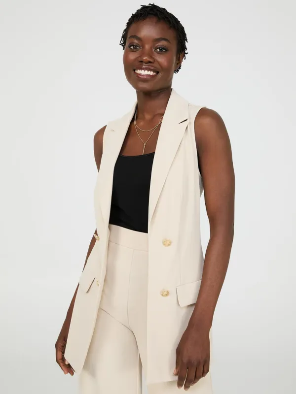 4-Button Sleeveless Open Blazer sold by Suzy Shier