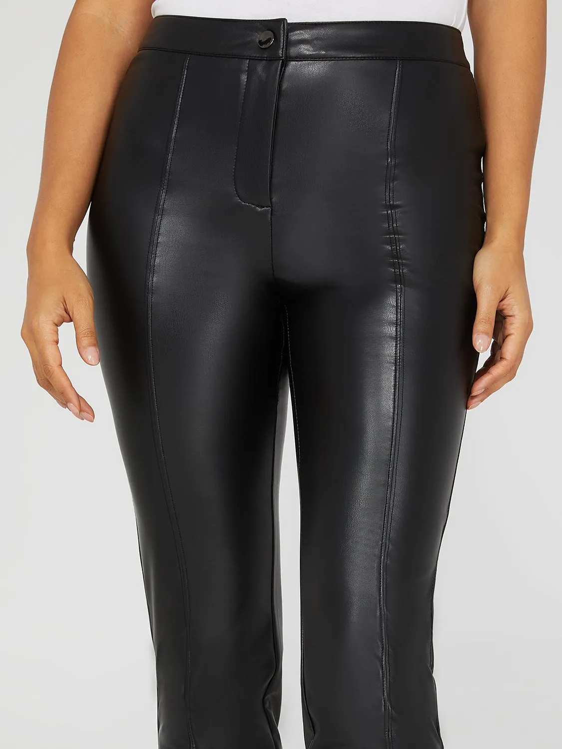 Front Seam Faux Leather Slim Leg Pants sold by Suzy Shier product image thumbnail 2
