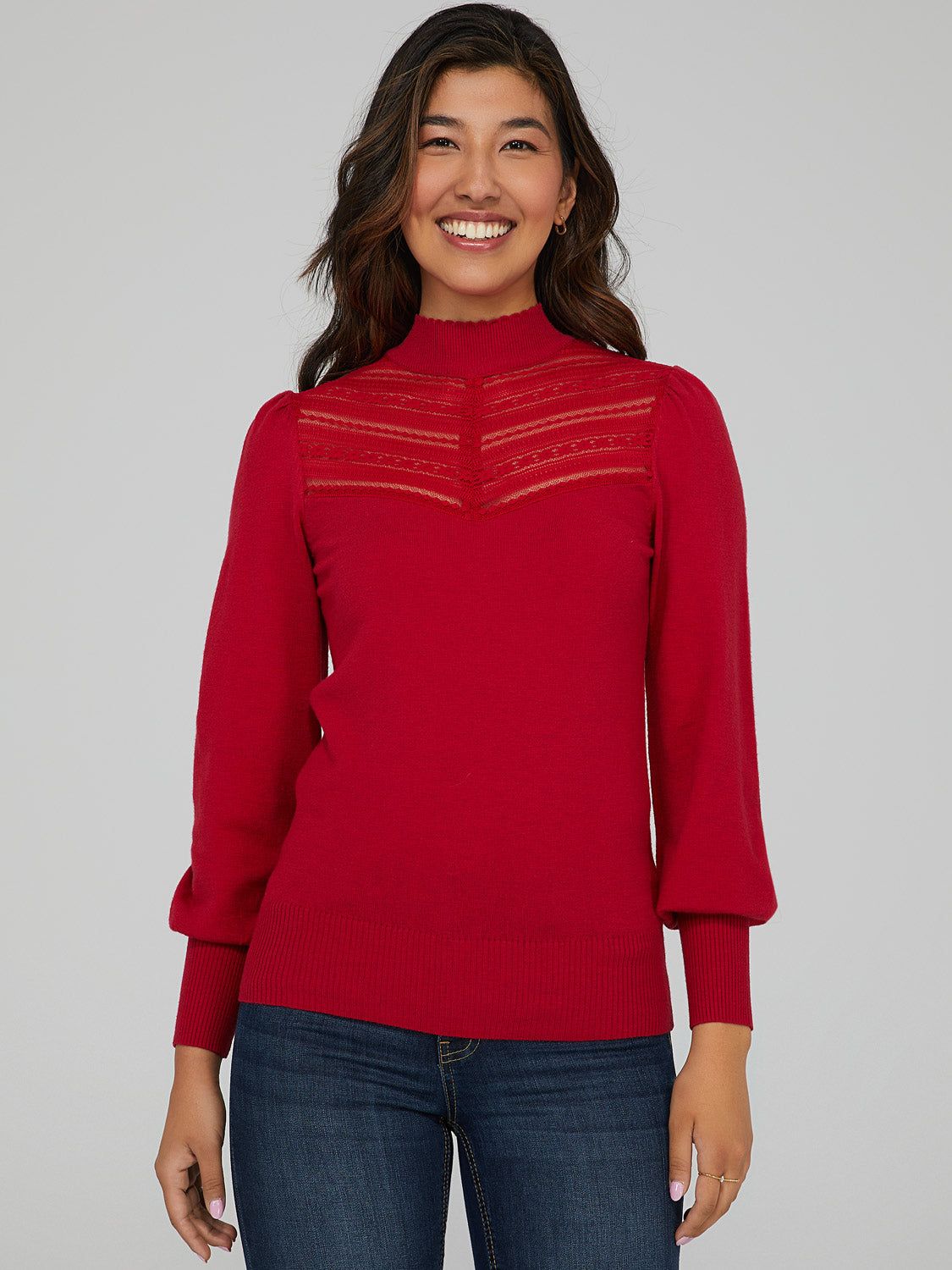 Puff Sleeve Mock Neck Sweater sold by Suzy Shier product image thumbnail 10