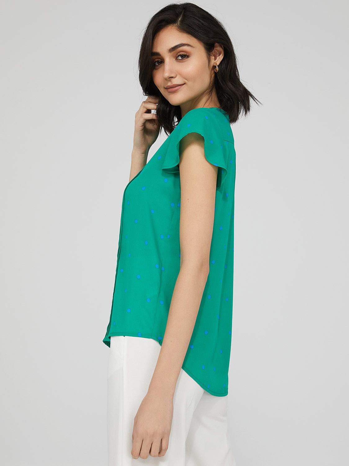 Printed Crepe Chiffon Blouse WIth Pintuck Detail sold by Suzy Shier product image thumbnail 3