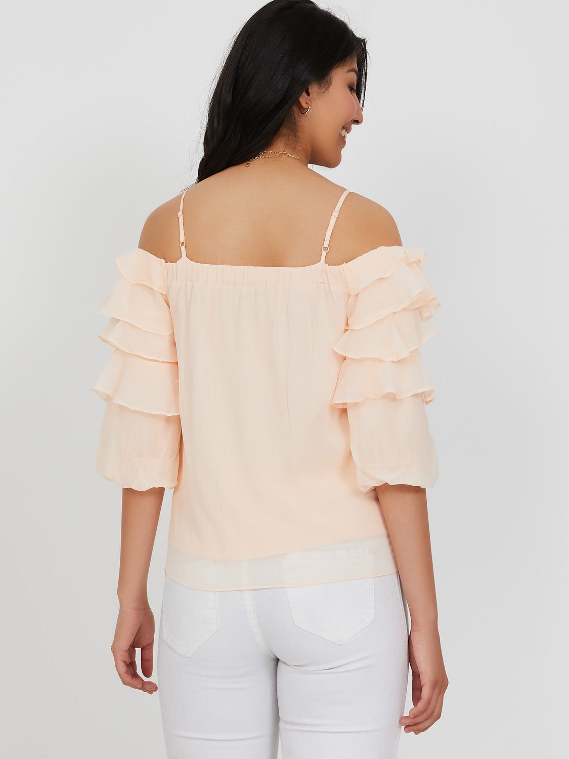 ¾ Ruffled Sleeves Off-The-Shoulder Blouse sold by Suzy Shier product image thumbnail 4