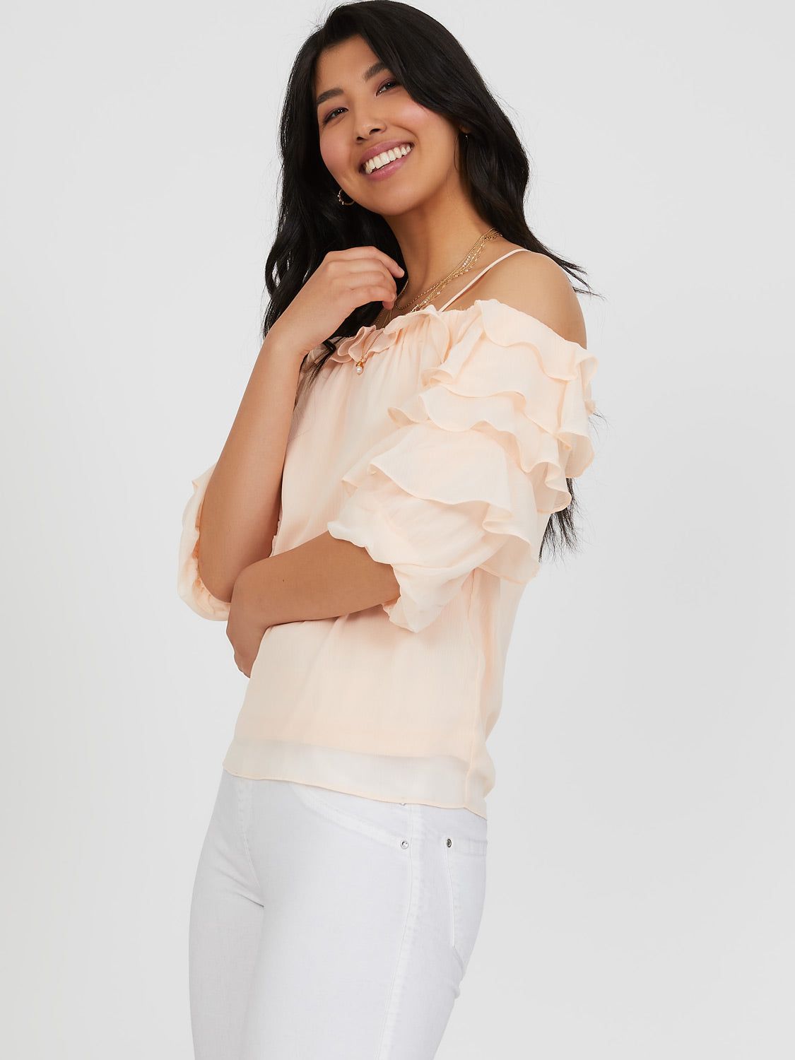 ¾ Ruffled Sleeves Off-The-Shoulder Blouse sold by Suzy Shier product image thumbnail 3