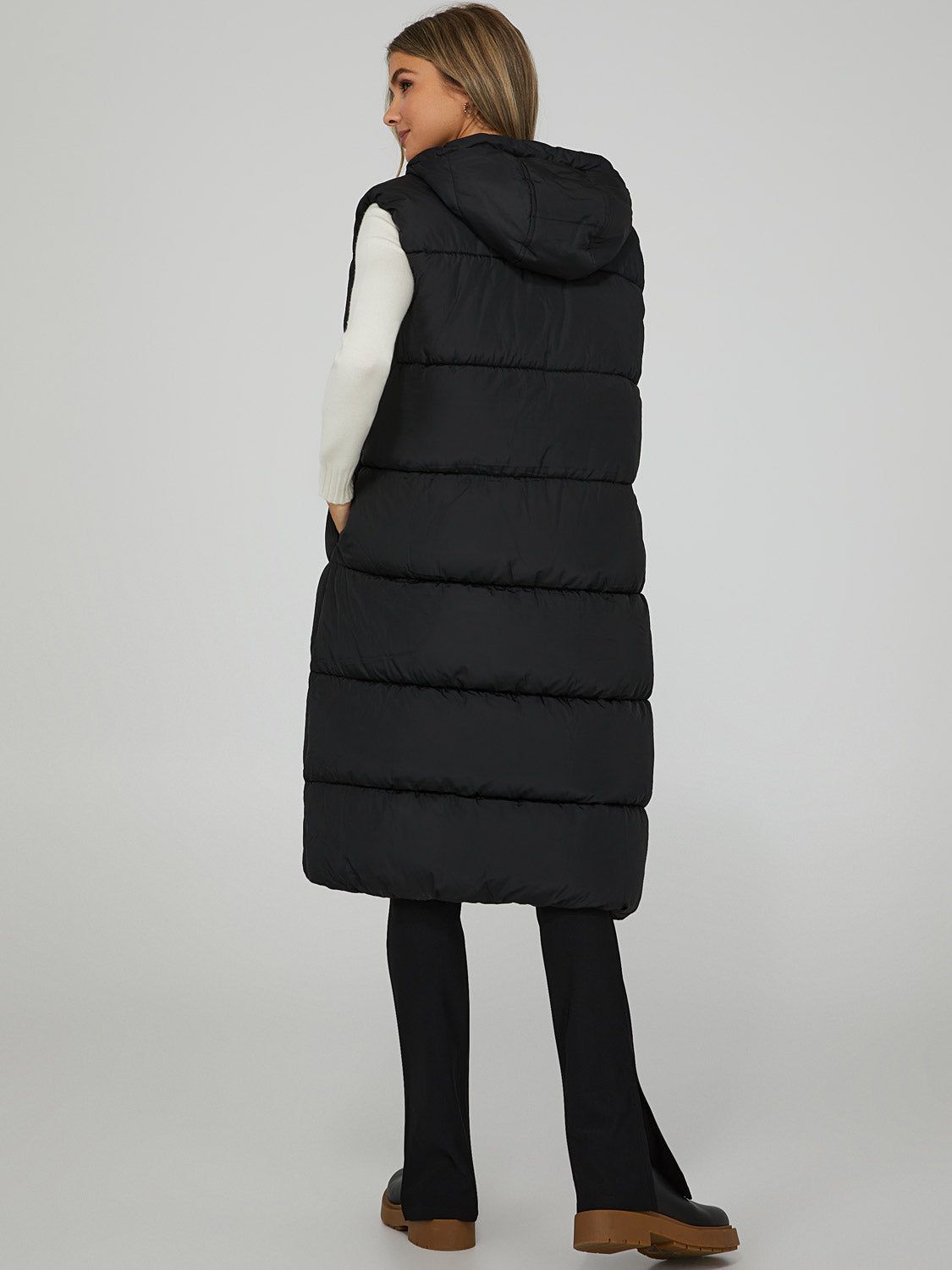 Longline Zip Up Puffer Vest sold by Suzy Shier product image thumbnail 4