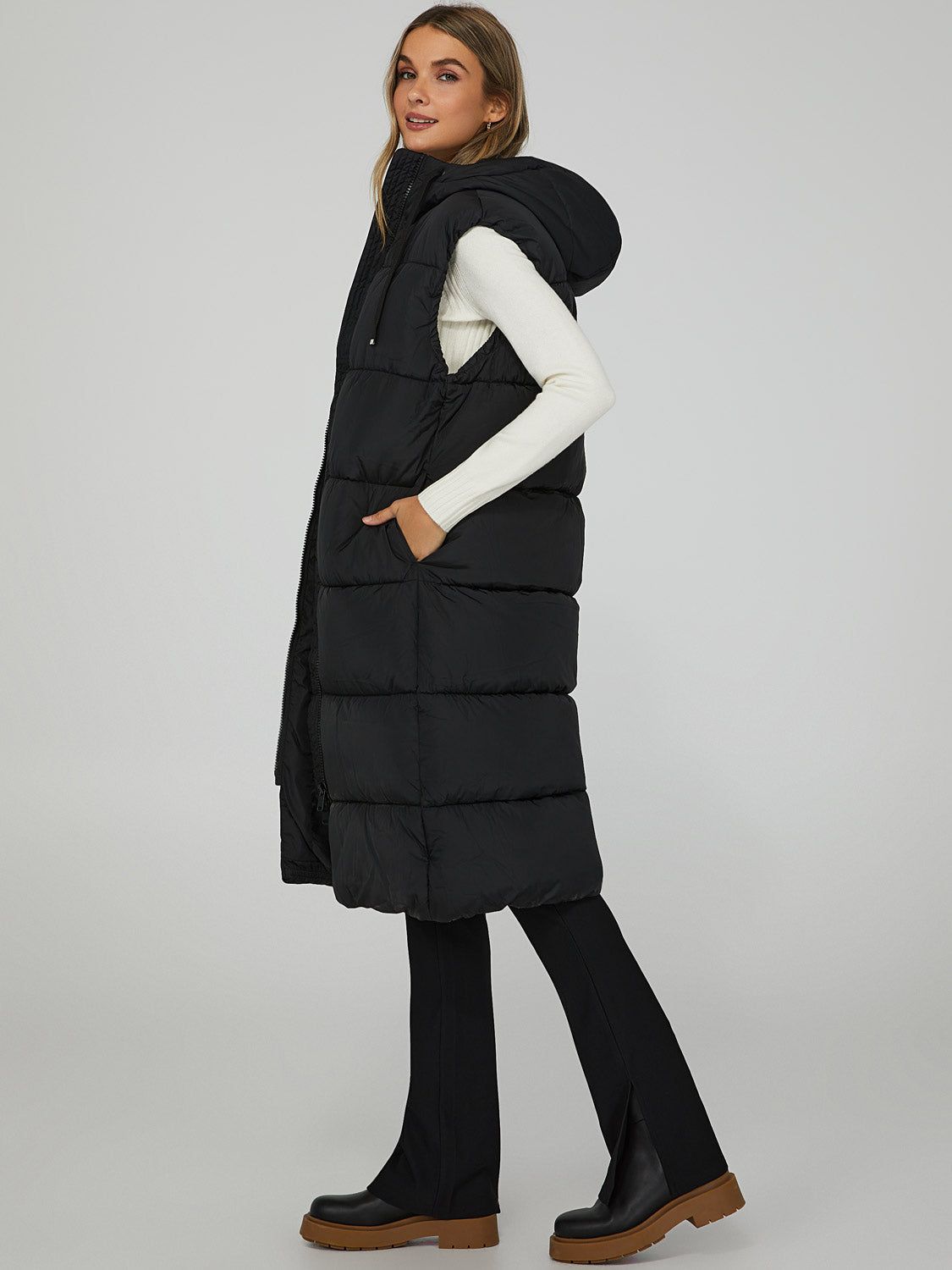 Longline Zip Up Puffer Vest sold by Suzy Shier product image thumbnail 3