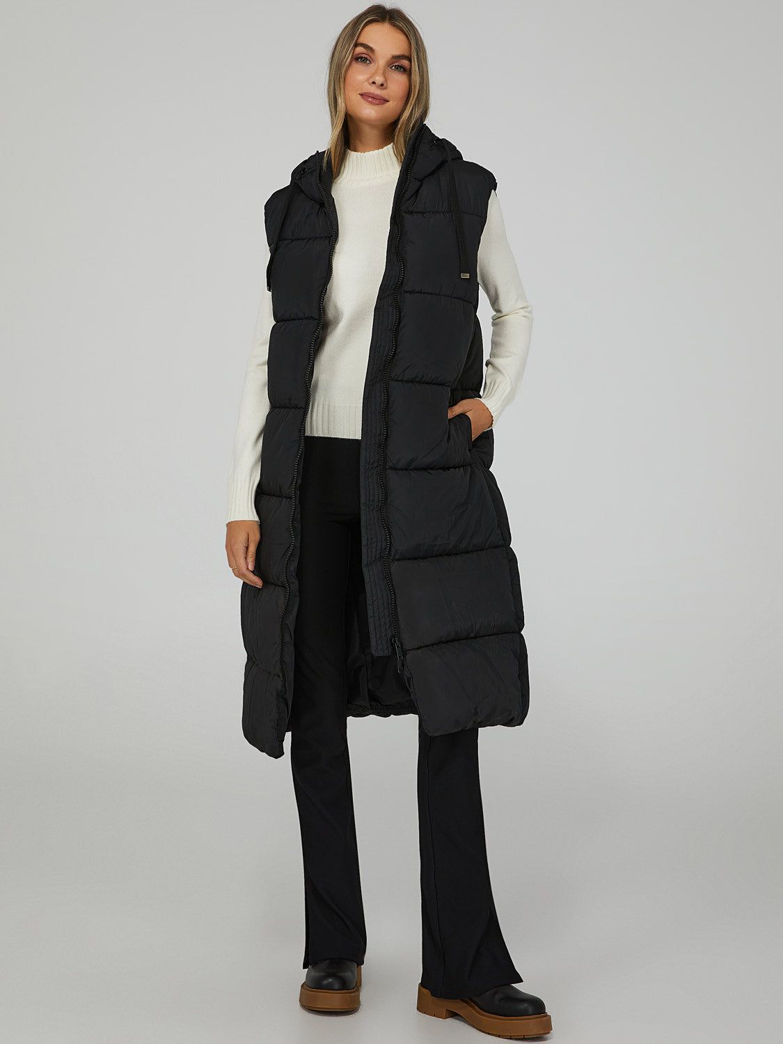 Longline Zip Up Puffer Vest sold by Suzy Shier product image thumbnail 2