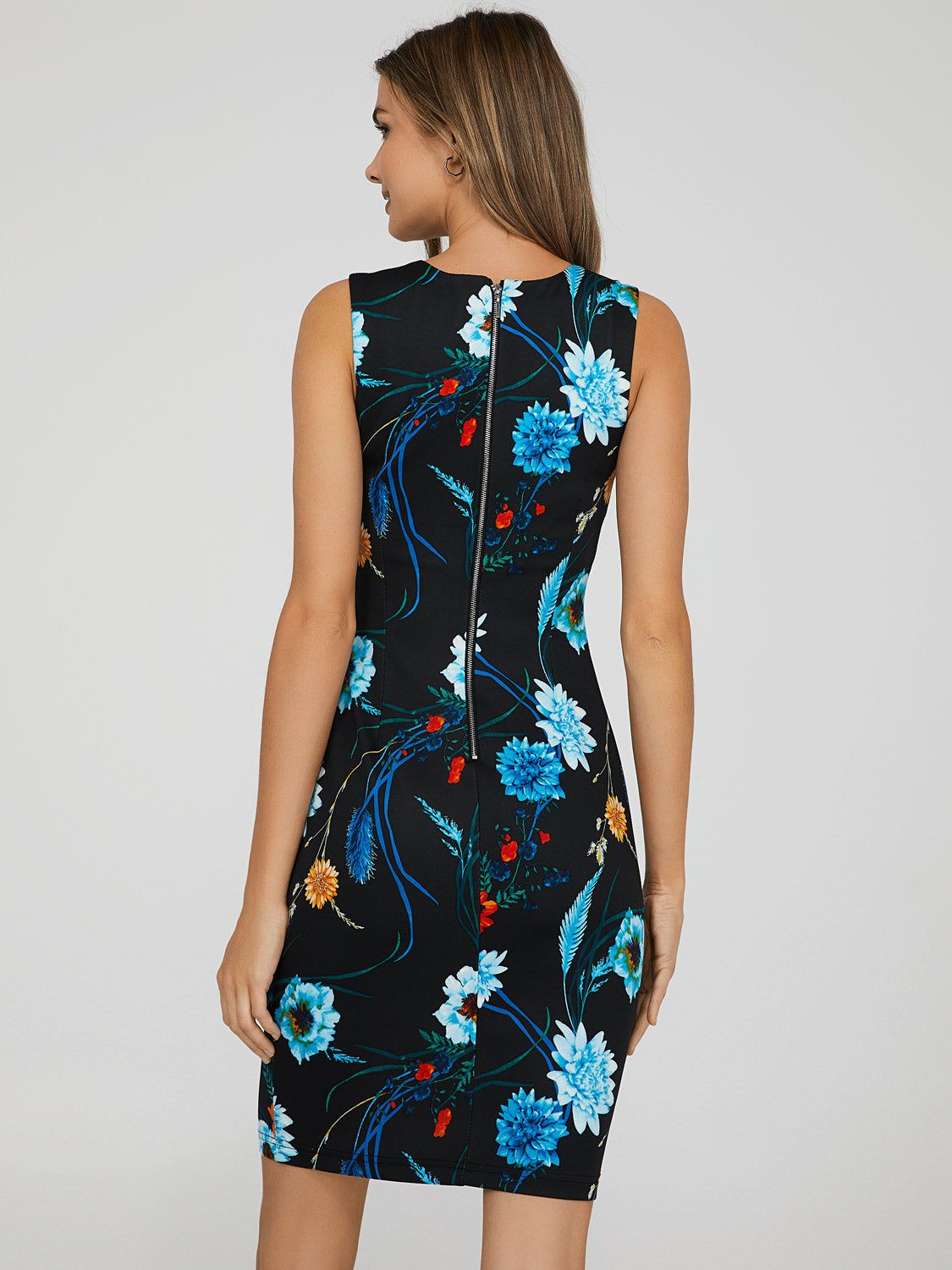 Sleeveless Printed Scuba Dress With Side Pleats sold by Suzy Shier product image thumbnail 4