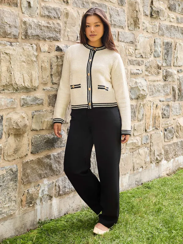 Contrast Tipping Ribbed Cardigan sold by Suzy Shier