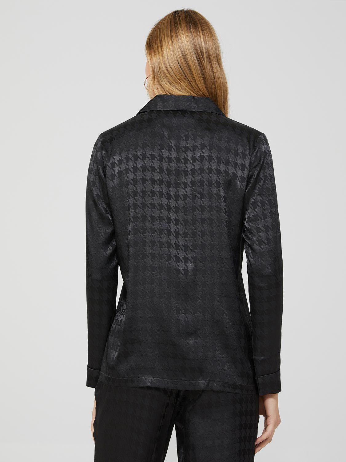 Houndstooth Satin Jacquard Button-Down Pajama Set sold by Suzy Shier product image thumbnail 5
