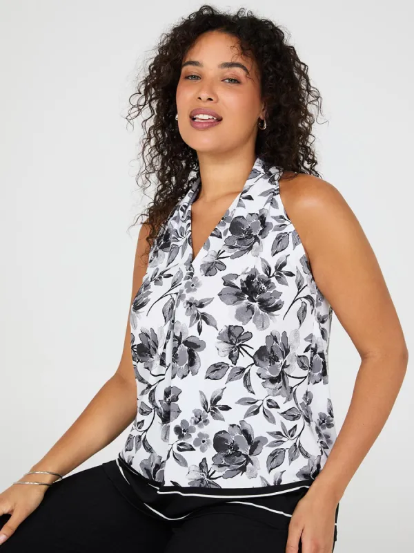 Sleeveless Floral Print Halter Back Top sold by Suzy Shier