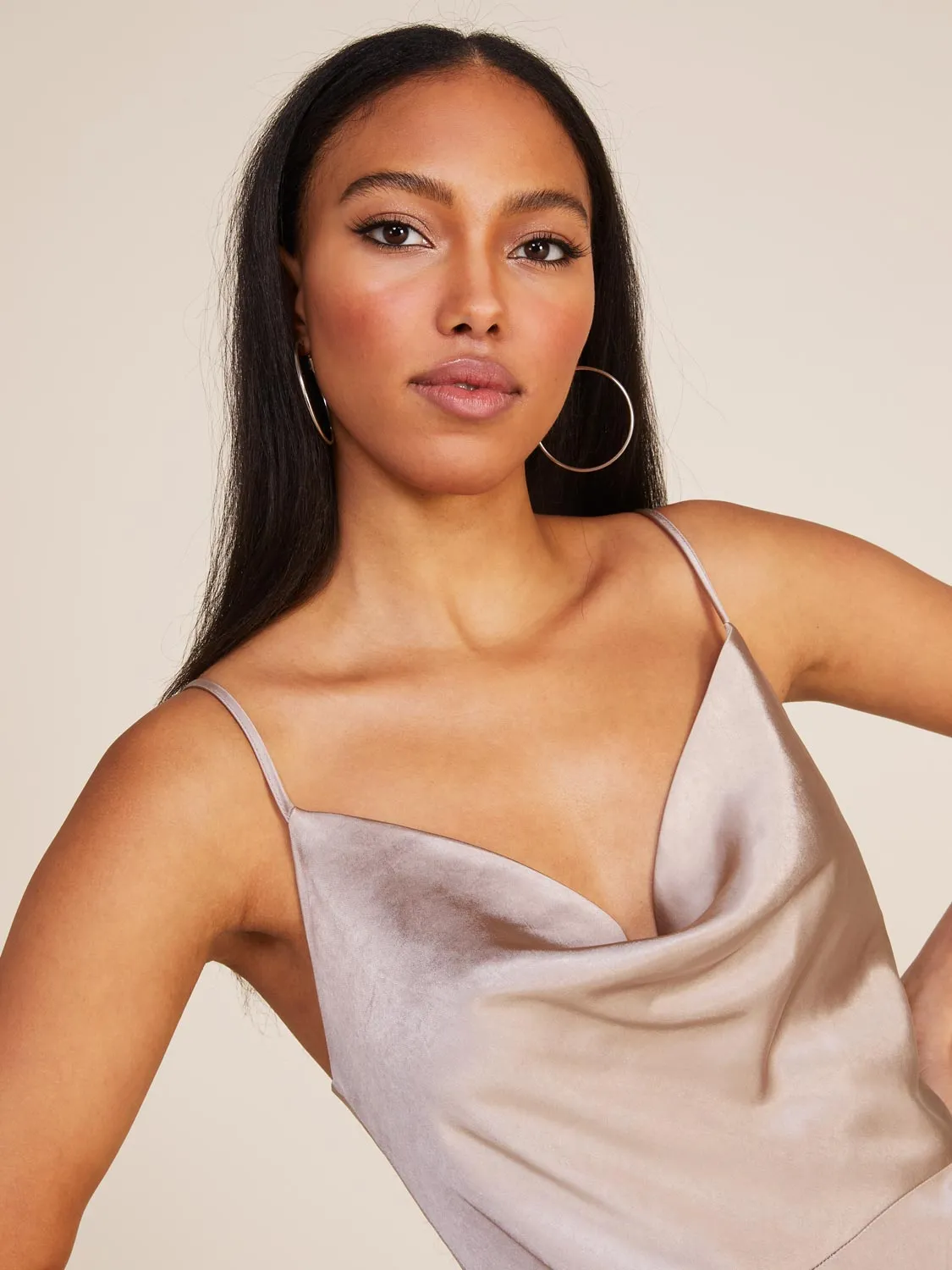 Cowl Neck Satin Midi Dress sold by Suzy Shier product image thumbnail 3