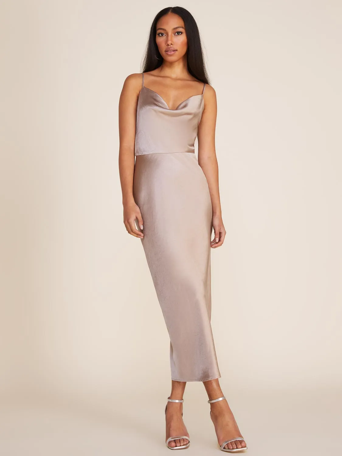 Cowl Neck Satin Midi Dress sold by Suzy Shier