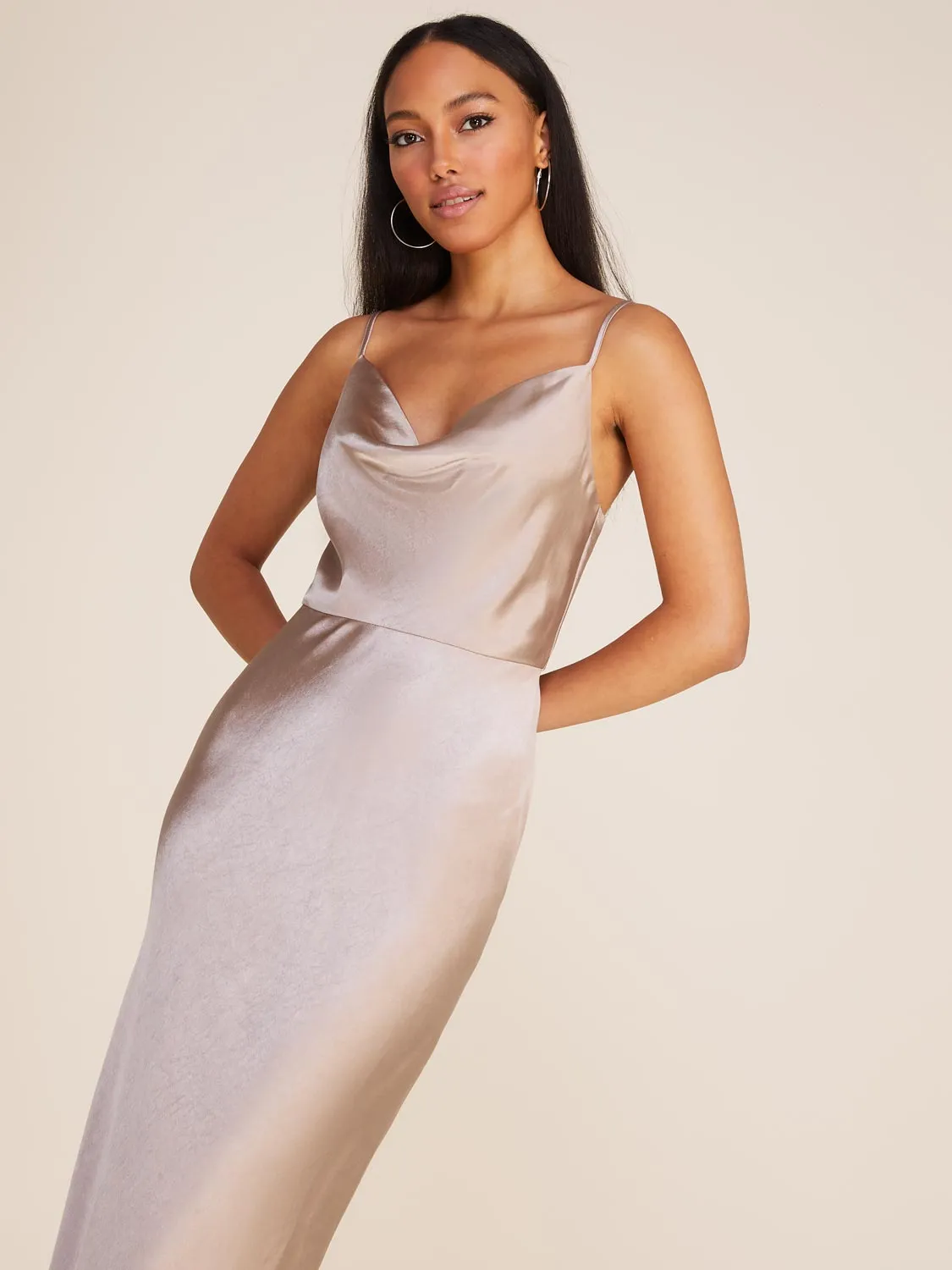 Cowl Neck Satin Midi Dress sold by Suzy Shier product image thumbnail 2