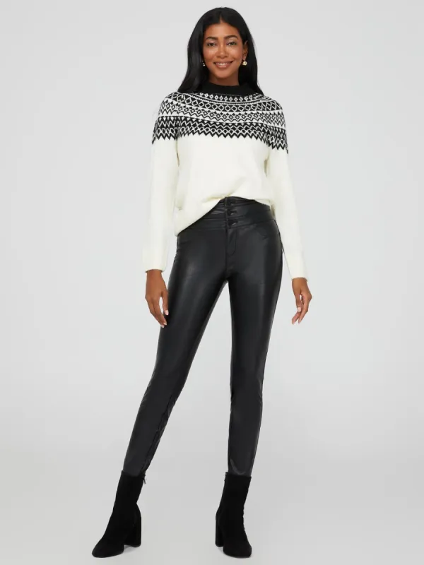 3-Button Faux Leather Skinny Leg Pants sold by Suzy Shier