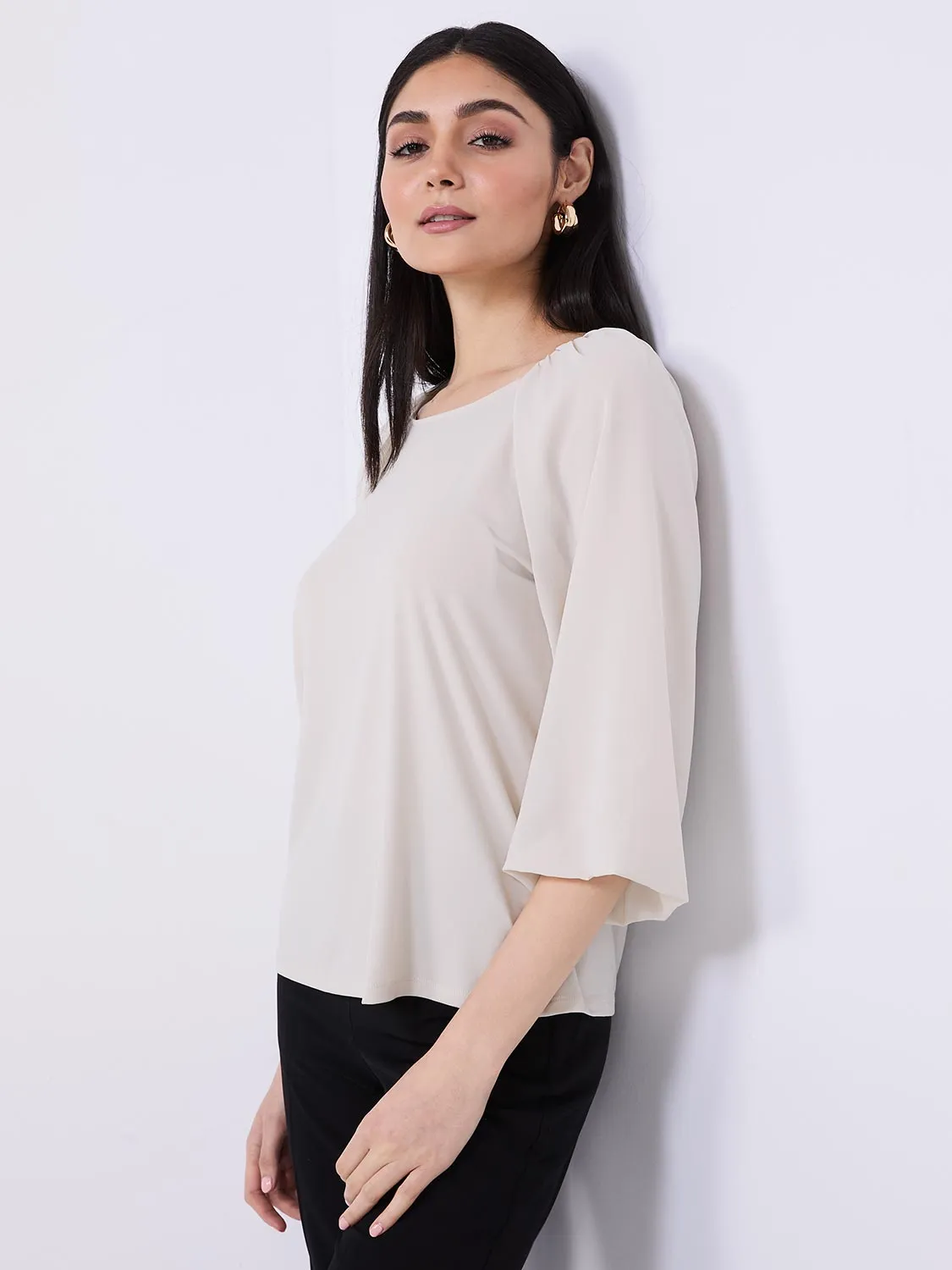 3/4 Chiffon Sleeve Round Neck Top sold by Suzy Shier product image thumbnail 4