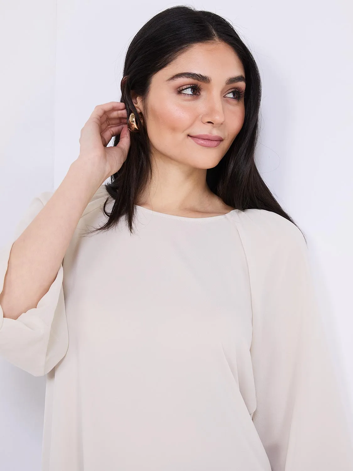 3/4 Chiffon Sleeve Round Neck Top sold by Suzy Shier product image thumbnail 2