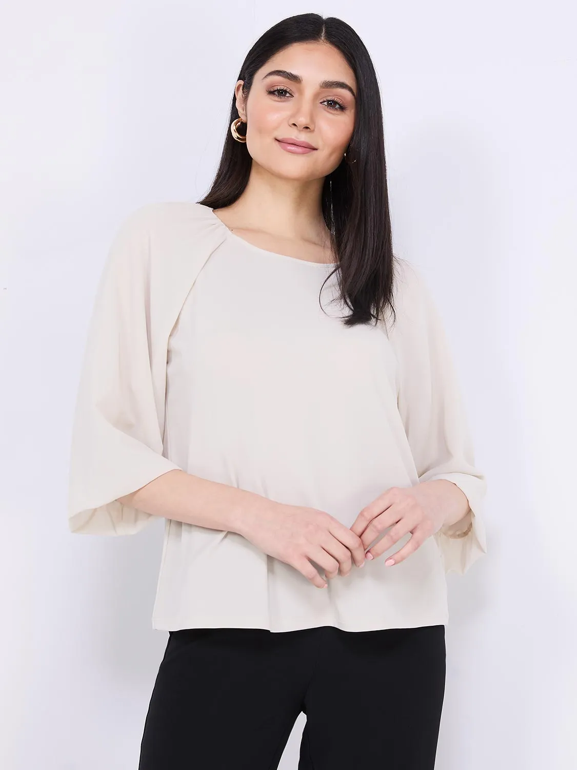 3/4 Chiffon Sleeve Round Neck Top sold by Suzy Shier product image thumbnail 3