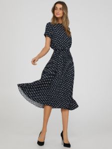 Boat Neck Pleated Midi Dress, <br>The Lauren Dress sold by Suzy Shier