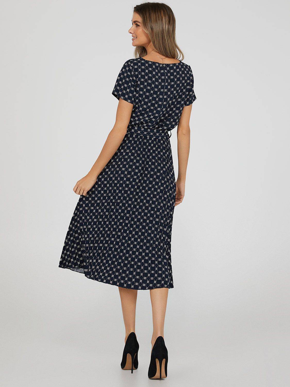 Boat Neck Pleated Midi Dress, <br>The Lauren Dress sold by Suzy Shier product image thumbnail 4