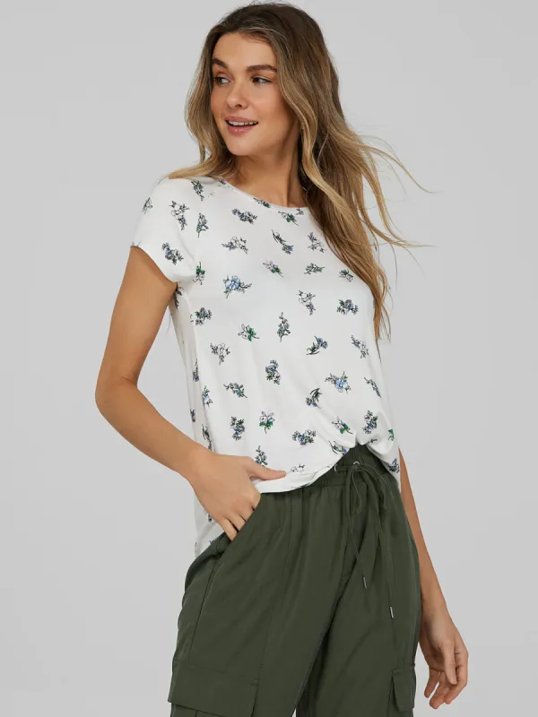 Floral Print Crew Neck T-Shirt sold by Suzy Shier