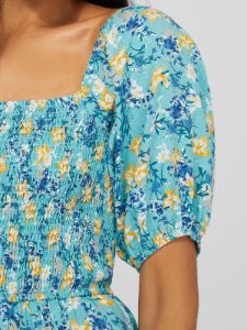 Floral Print Smocked Square Neck Midi Dress sold by Suzy Shier