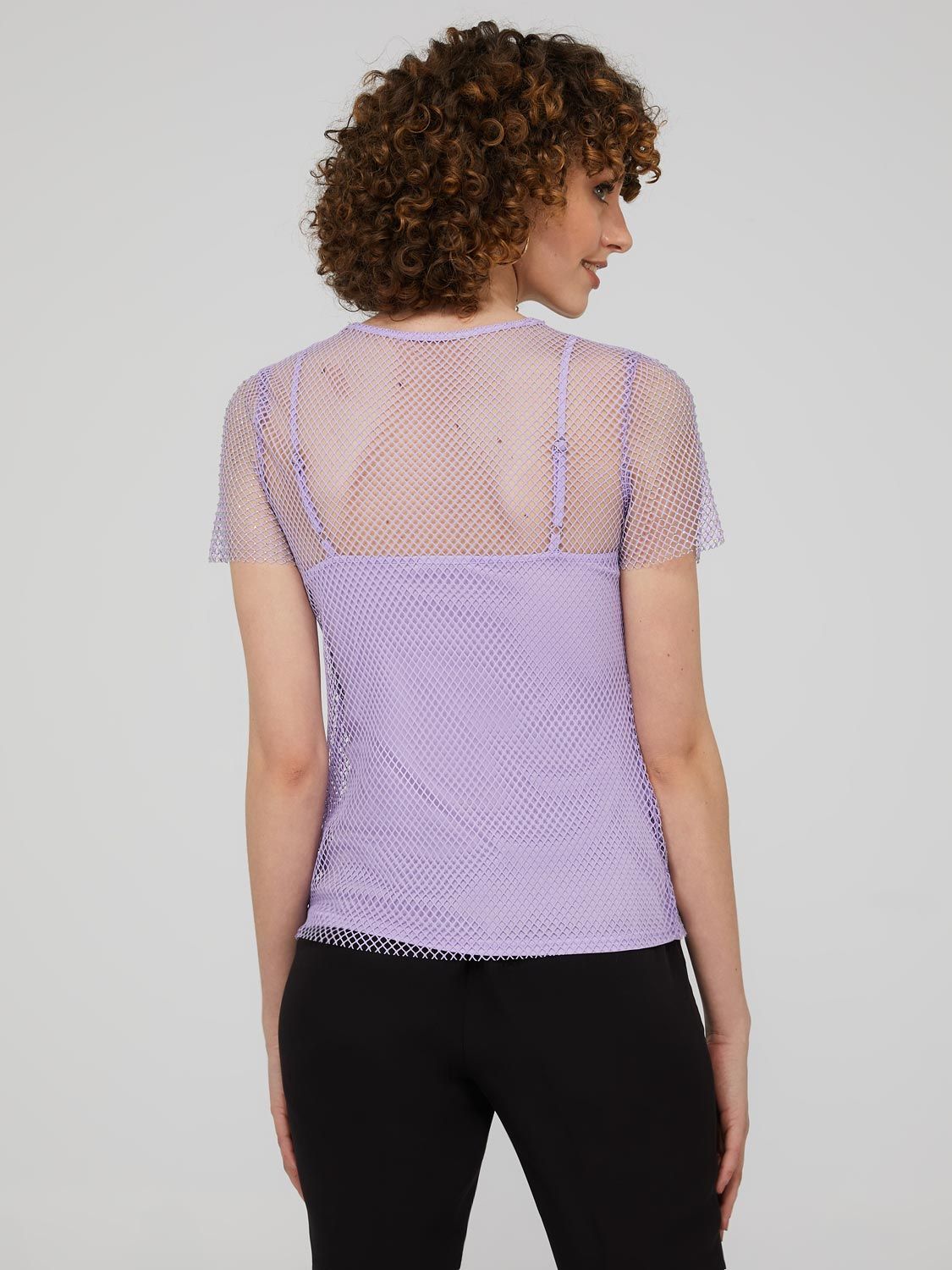Rhinestone Fishnet T-Shirt With Cami sold by Suzy Shier product image thumbnail 5