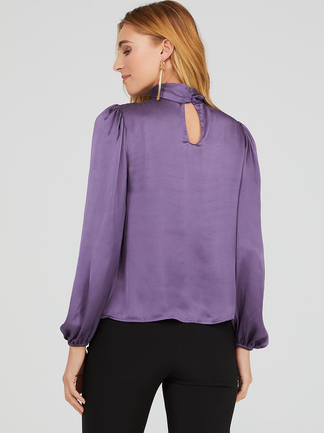 Satin High Neck Balloon Sleeve Blouse sold by Suzy Shier product image thumbnail 8