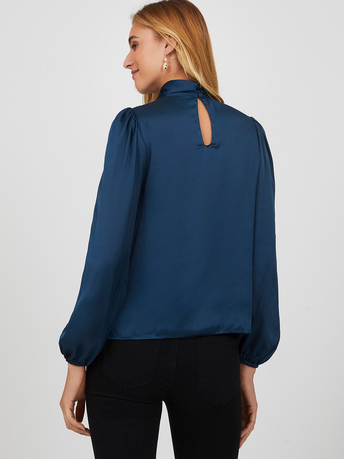 Satin High Neck Balloon Sleeve Blouse sold by Suzy Shier product image thumbnail 4