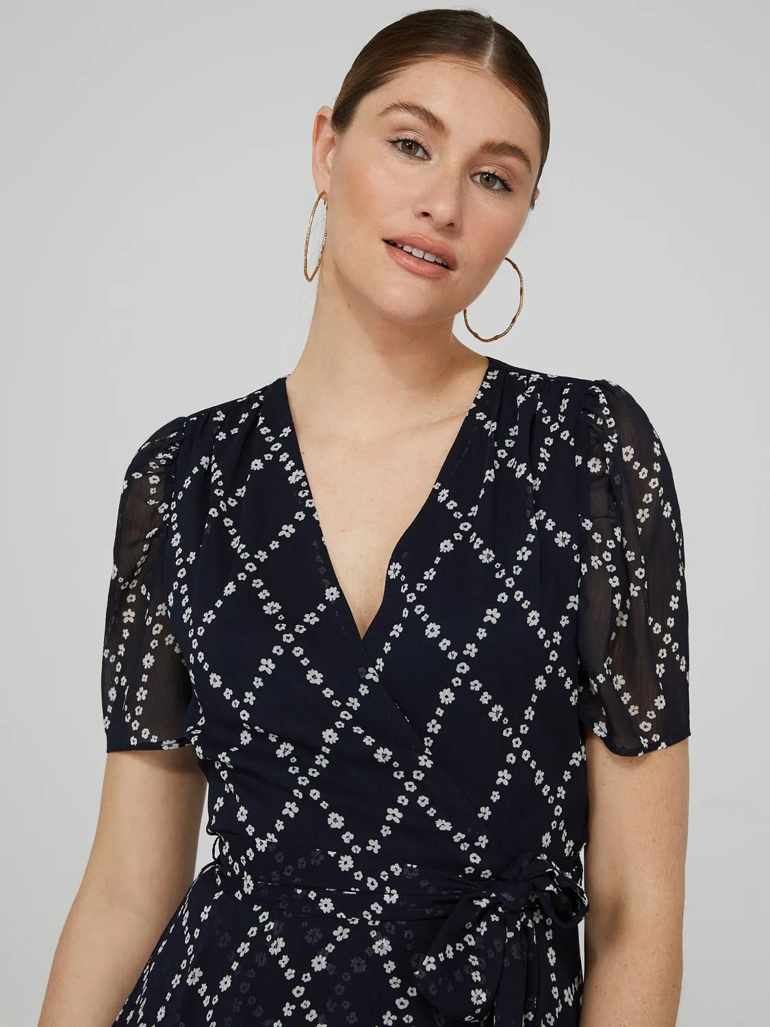 Printed Cross-Front High-Low Midi Dress sold by Suzy Shier product image thumbnail 2