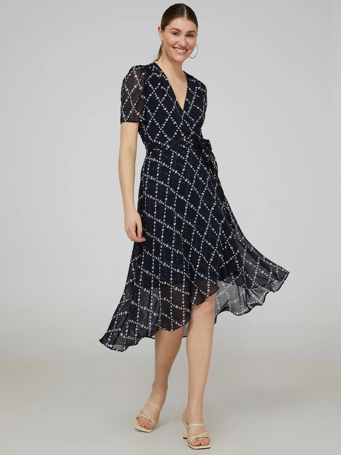 Printed Cross-Front High-Low Midi Dress sold by Suzy Shier product image thumbnail 4