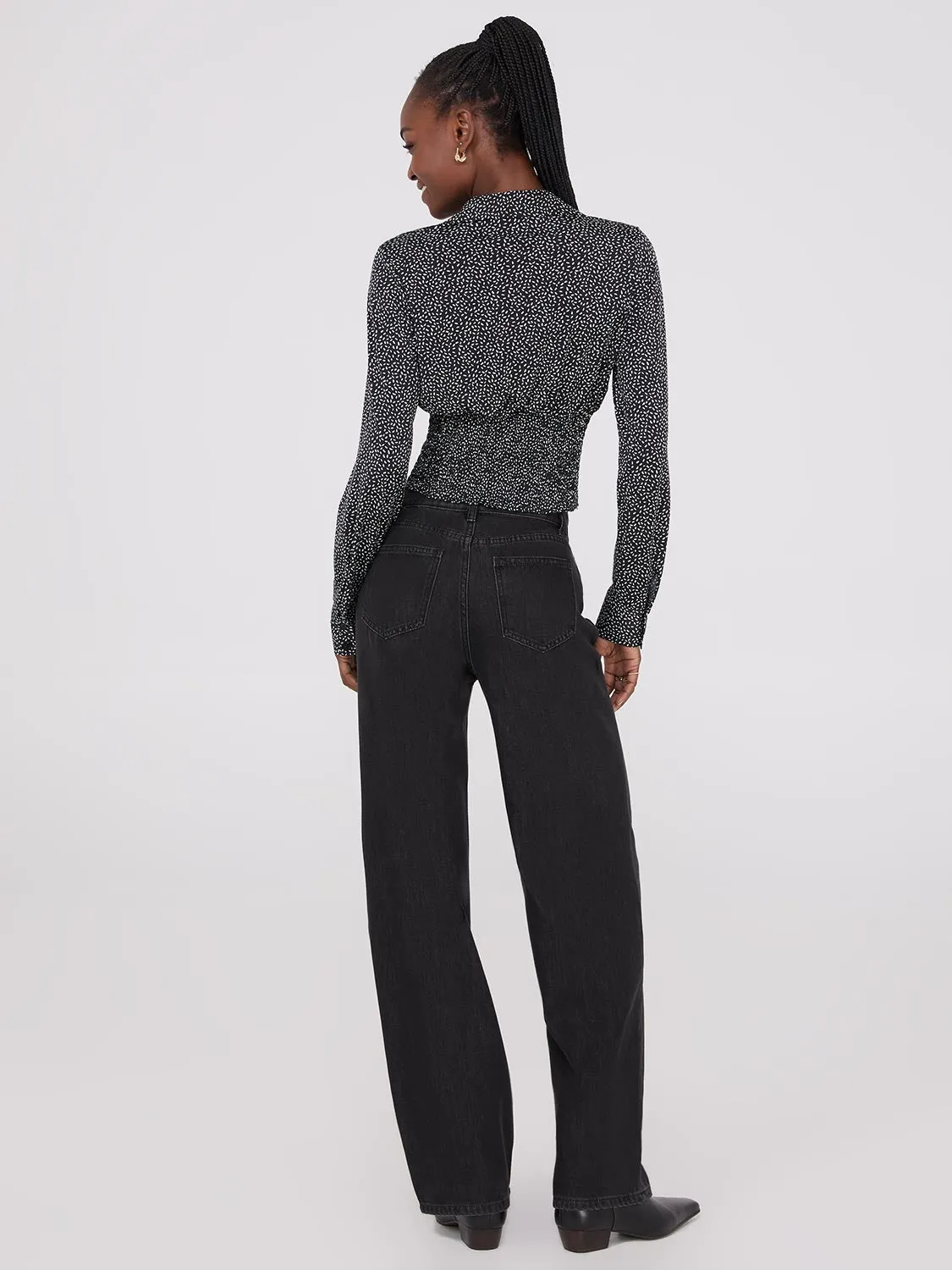 Printed Empire Waist Button-Front Blouse sold by Suzy Shier product image thumbnail 4