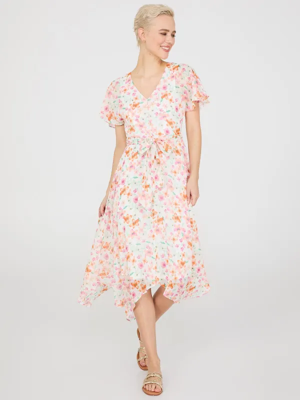 Floral Print Chiffon Handkerchief Hem Dress sold by Suzy Shier