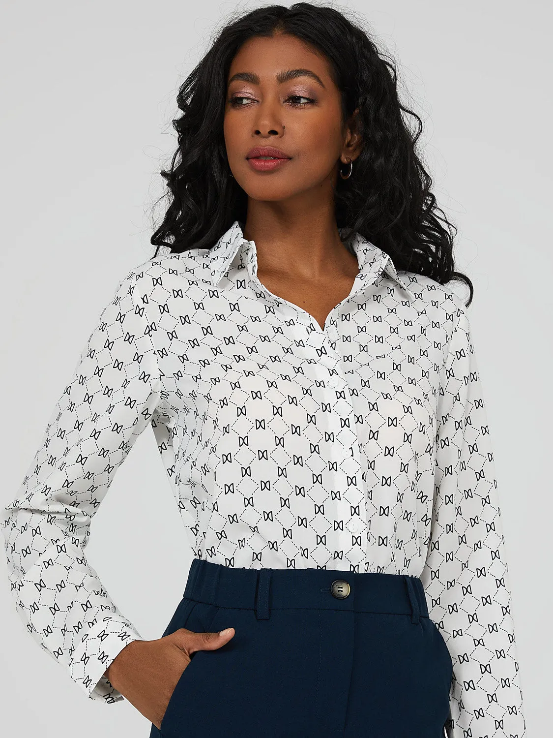 Button Down Blouse With Notch Collar sold by Suzy Shier product image thumbnail 2