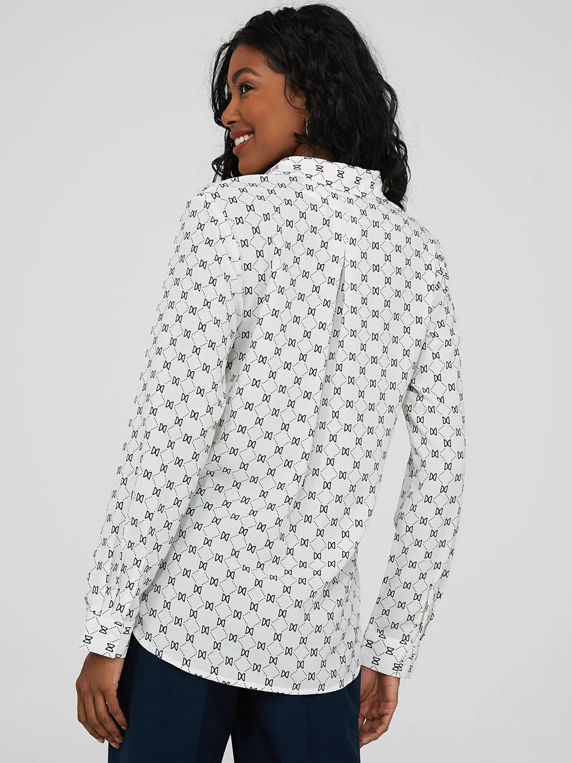 Button Down Blouse With Notch Collar sold by Suzy Shier product image thumbnail 4