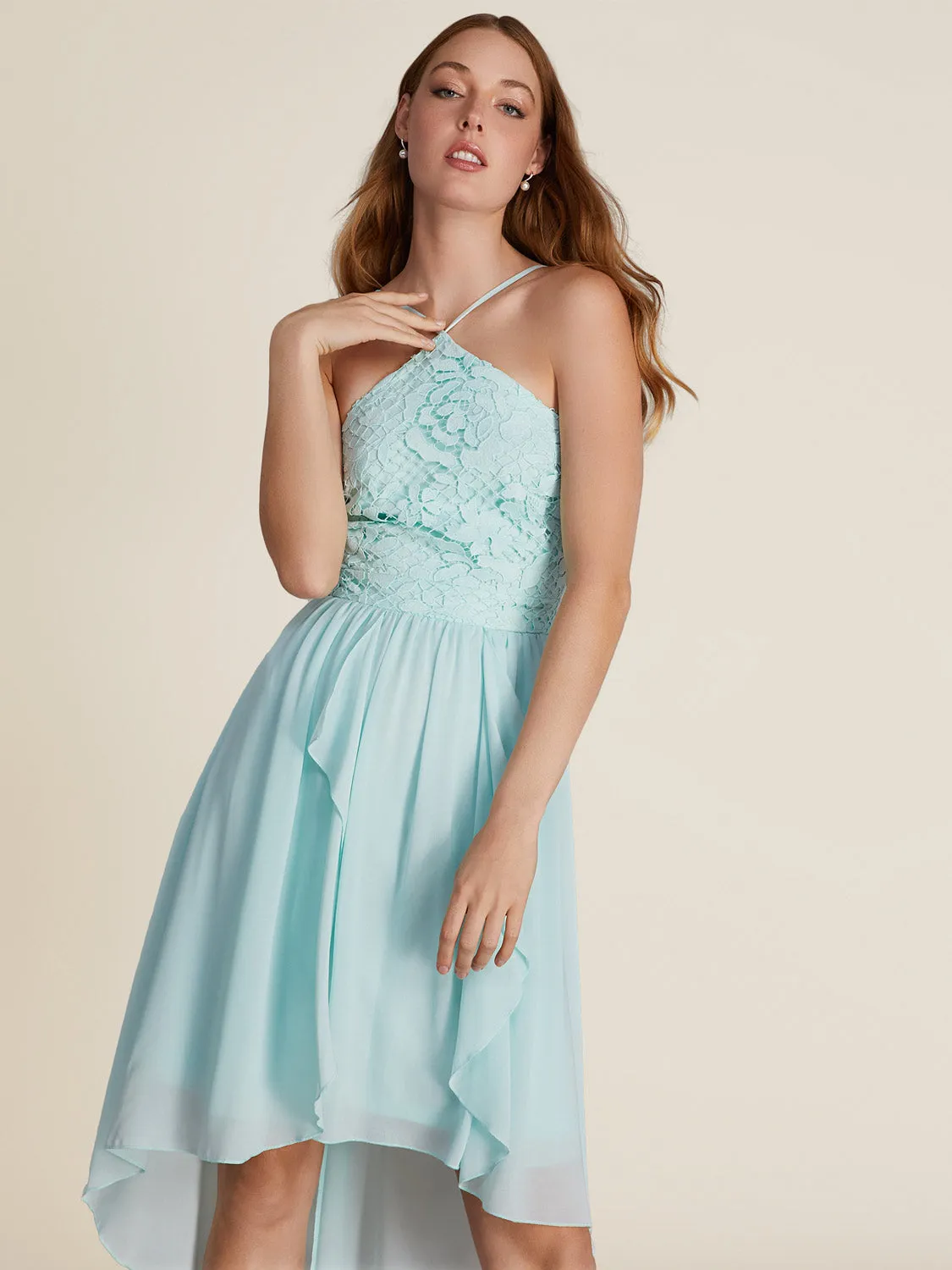 Lace Halter Top Knee Length Fit & Flare Dress sold by Suzy Shier product image thumbnail 2