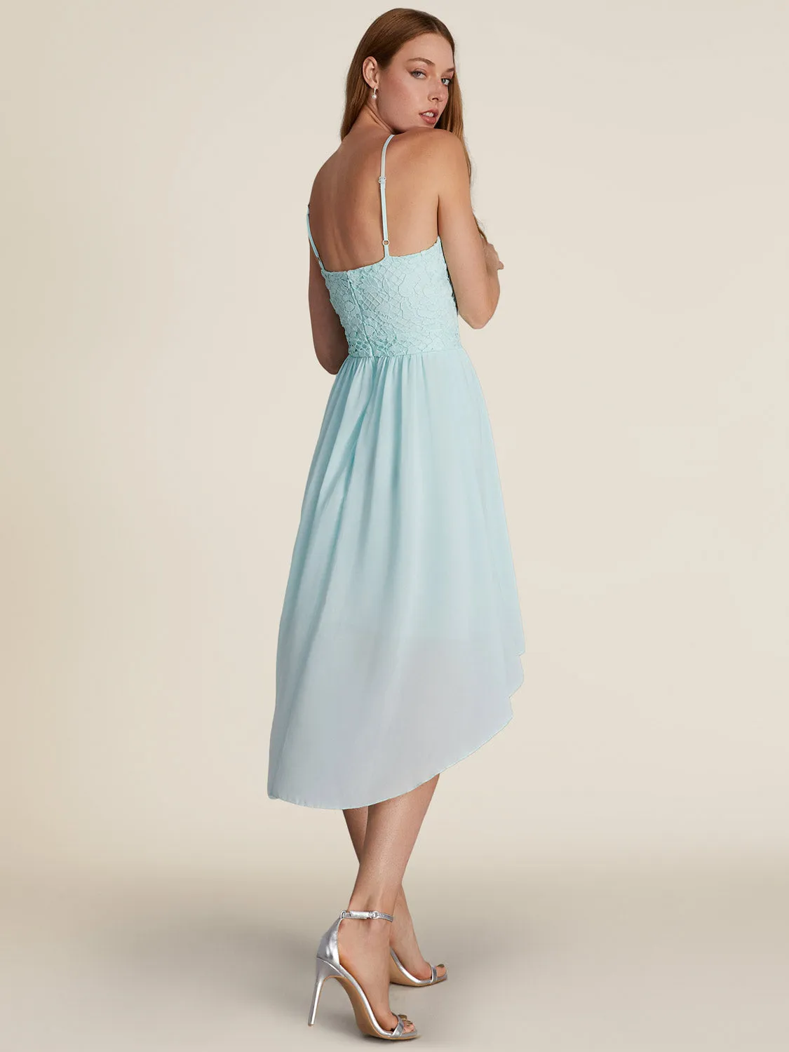 Lace Halter Top Knee Length Fit & Flare Dress sold by Suzy Shier product image thumbnail 4