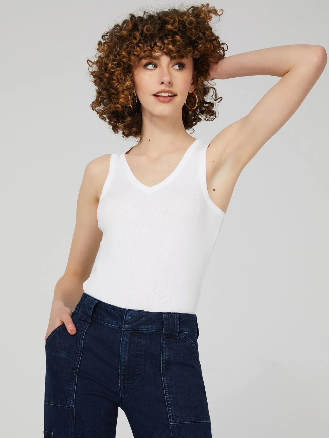 Jersey Ribbed V-Neck Tank Top sold by Suzy Shier