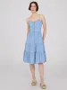 Denim Button-Front Tiered Dress sold by Suzy Shier