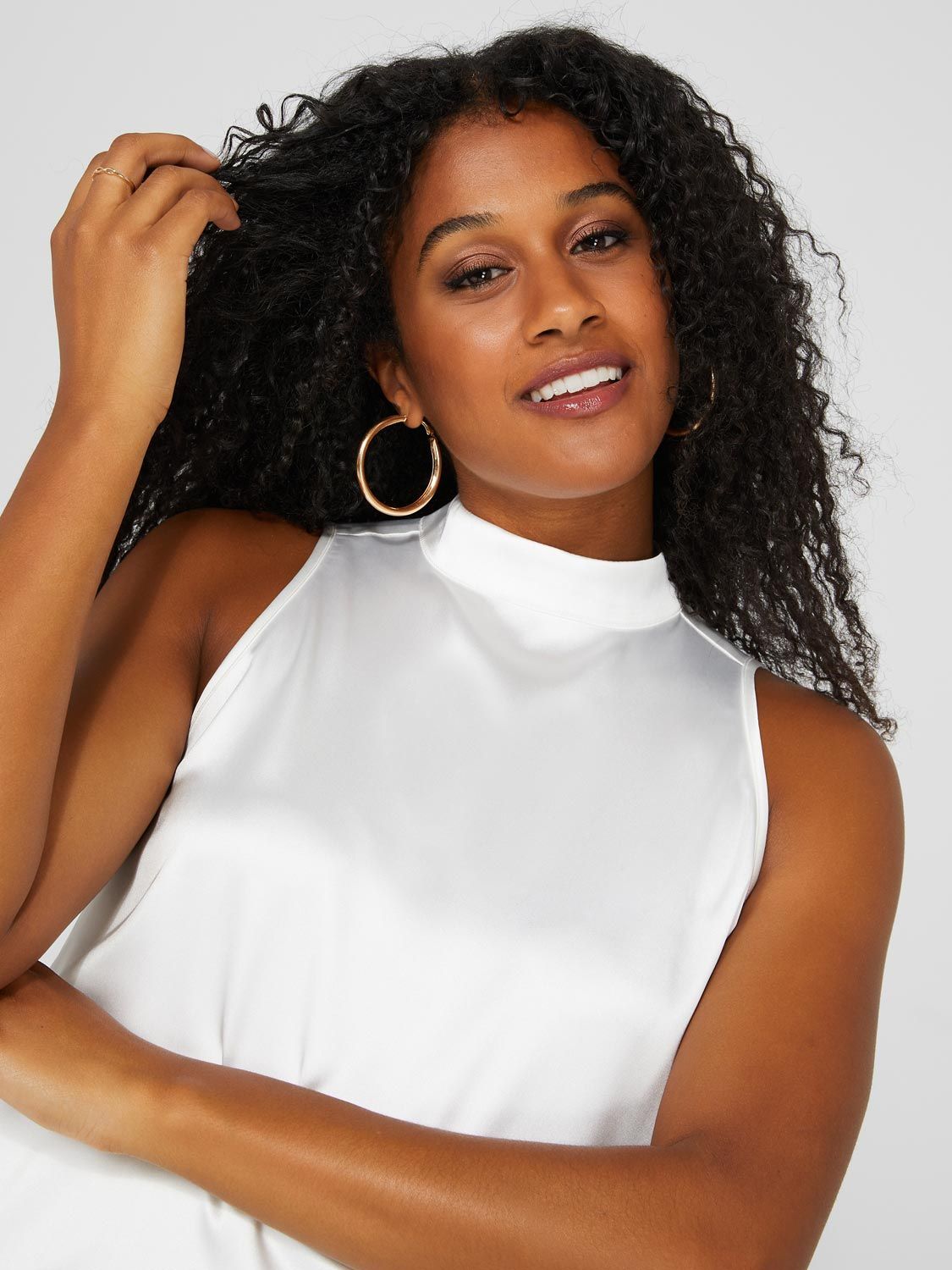 Mock Neck Sleeveless Satin Top sold by Suzy Shier product image thumbnail 4