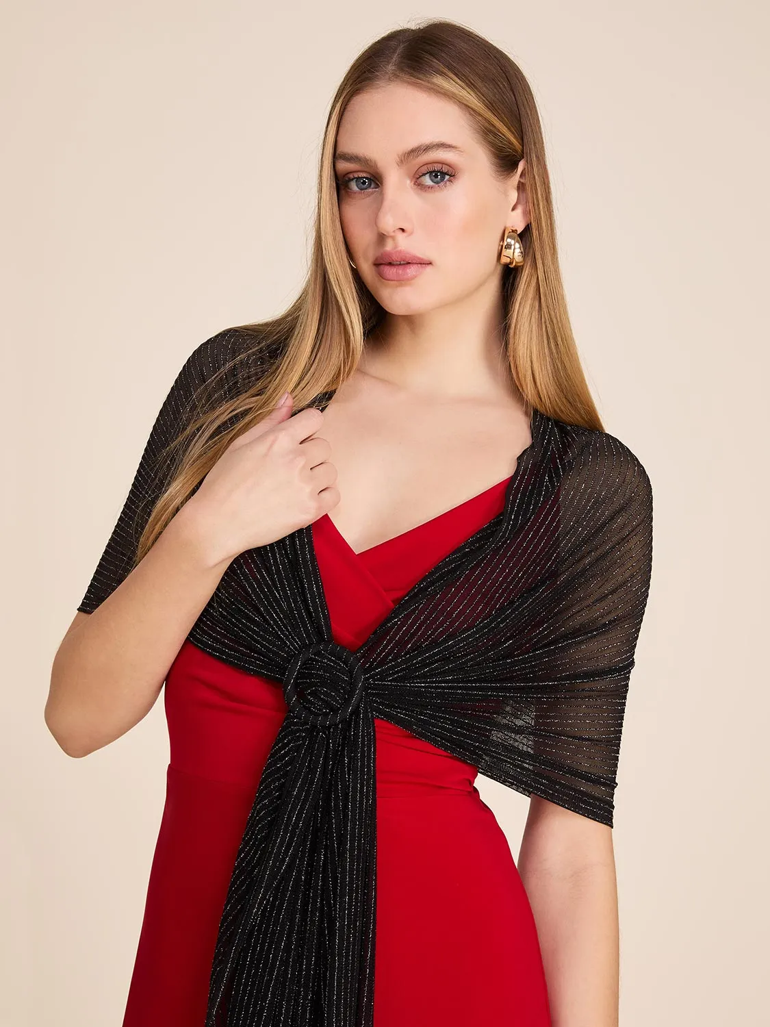 Metallic Thread Mesh Cover-Up sold by Suzy Shier product image thumbnail 3