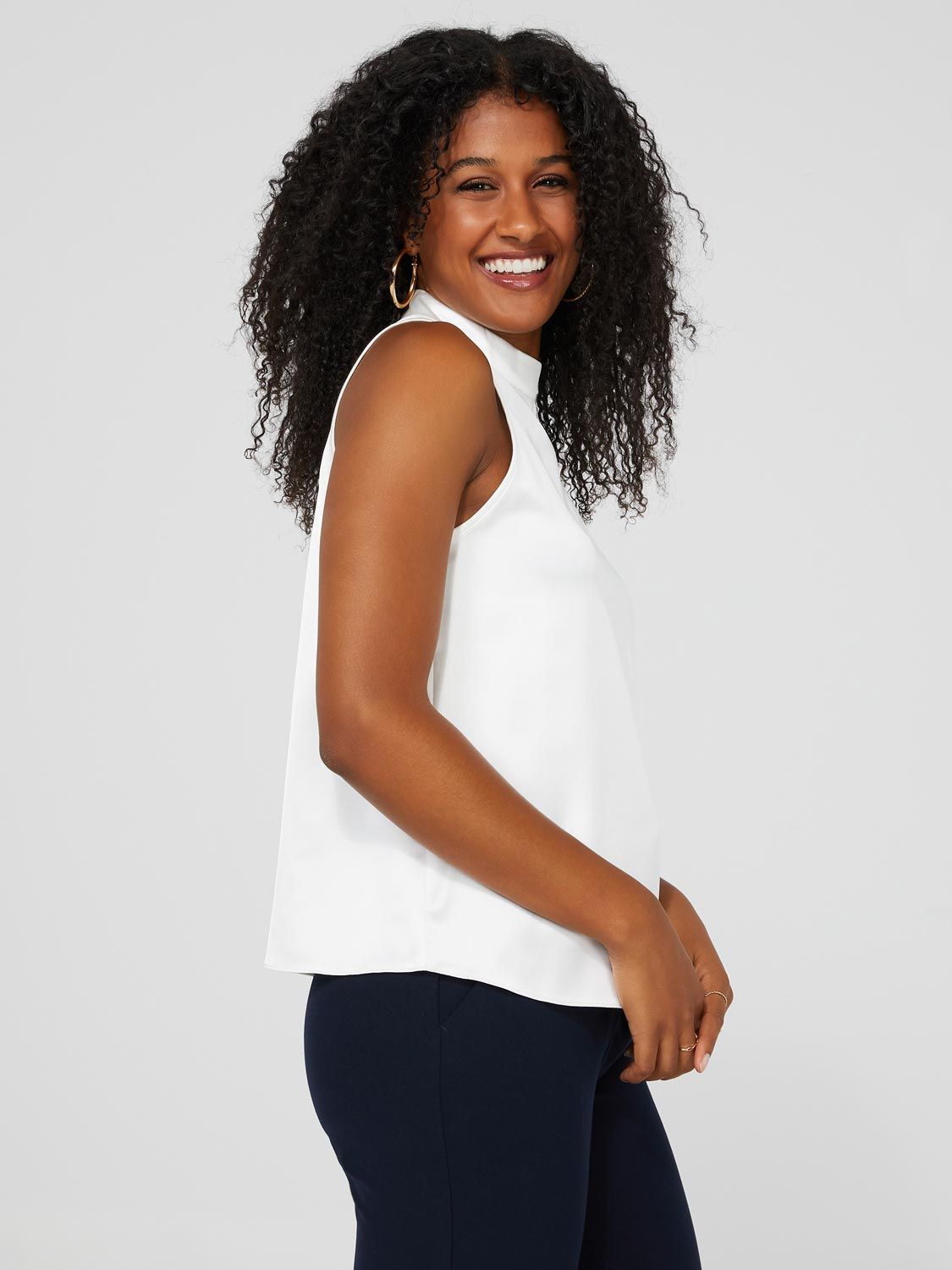 Mock Neck Sleeveless Satin Top sold by Suzy Shier product image thumbnail 5